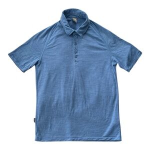 Icebreaker Merino Cool Lite Polo Short Sleeve Shirt Heathered Blue Men’s Small
